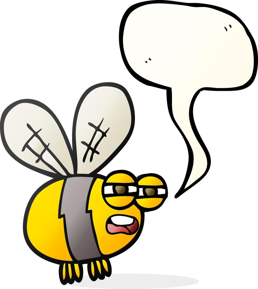 Abeja de dibujos animados de burbujas de discurso dibujado a mano alzada vector