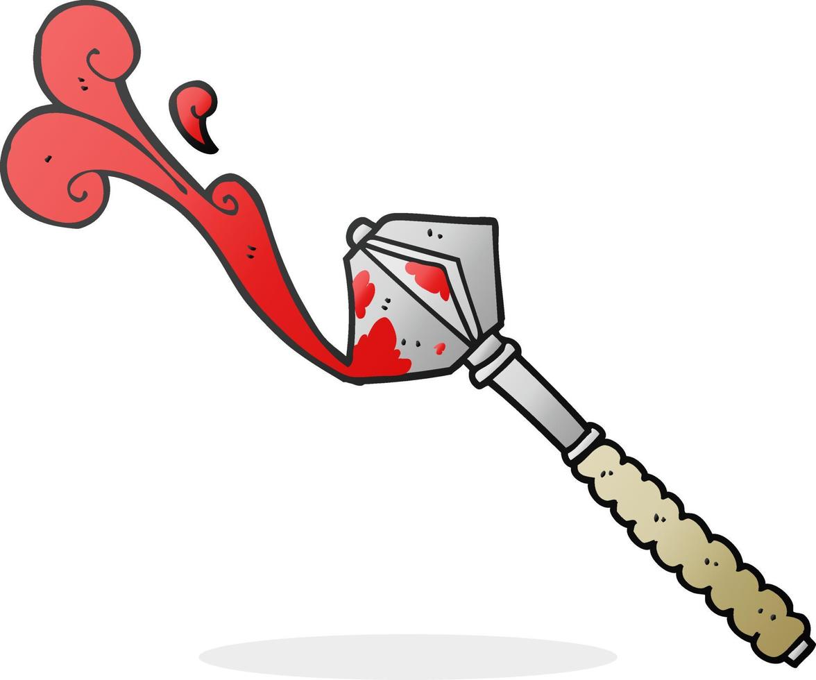 freehand drawn cartoon bloody medieval mace vector
