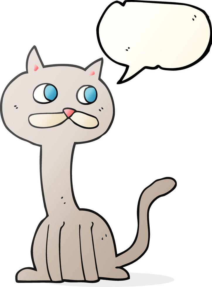 freehand drawn speech bubble cartoon cat vector