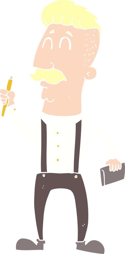 flat color illustration of man with notebook vector