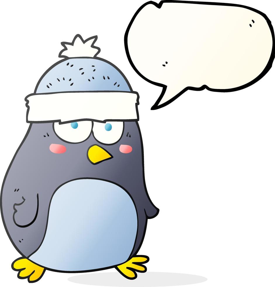 freehand drawn speech bubble cartoon penguin vector