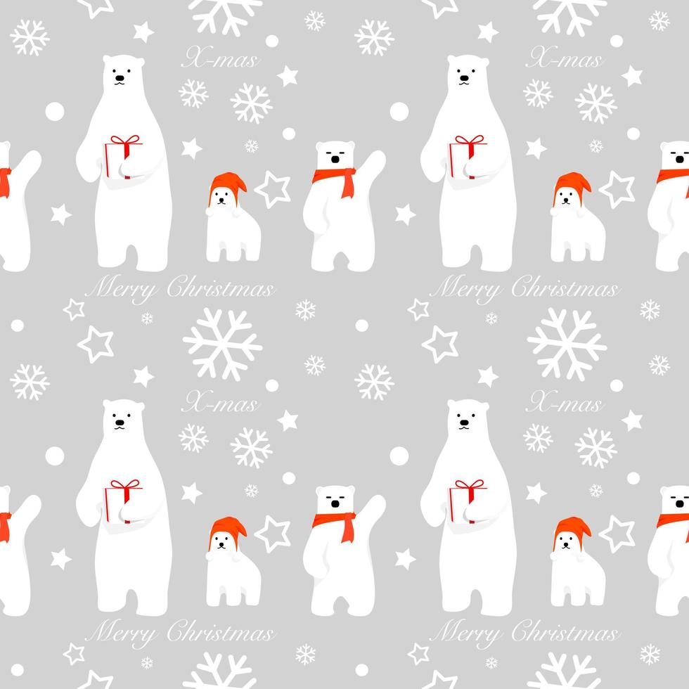 Christmas and New Year Gift Wrapping Paper Ideas.vector background seamless pattern of polar bear family.vector illustration for textiles printing or cover book ideas. vector