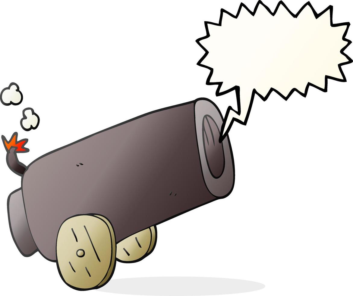 freehand drawn speech bubble cartoon cannon vector