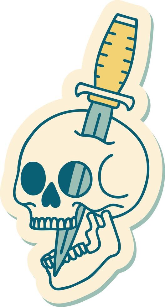 sticker of tattoo in traditional style of a skull vector