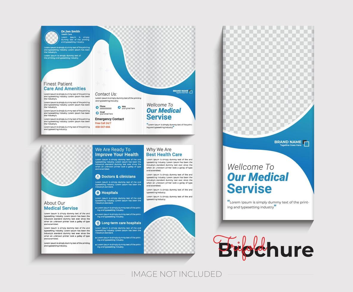 plantilla de folleto tríptico médico de atención médica vector