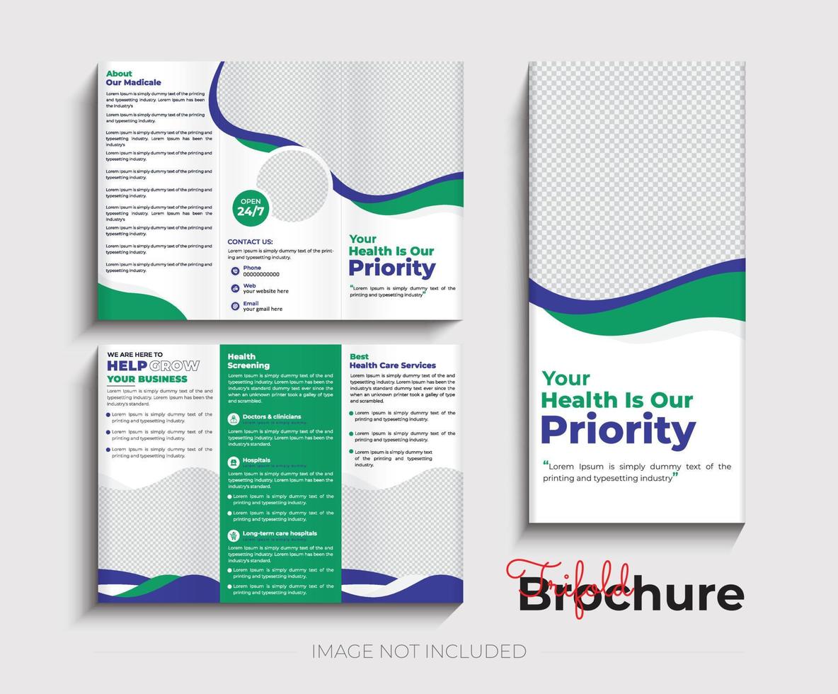 Health care Medical Trifold brochure template vector