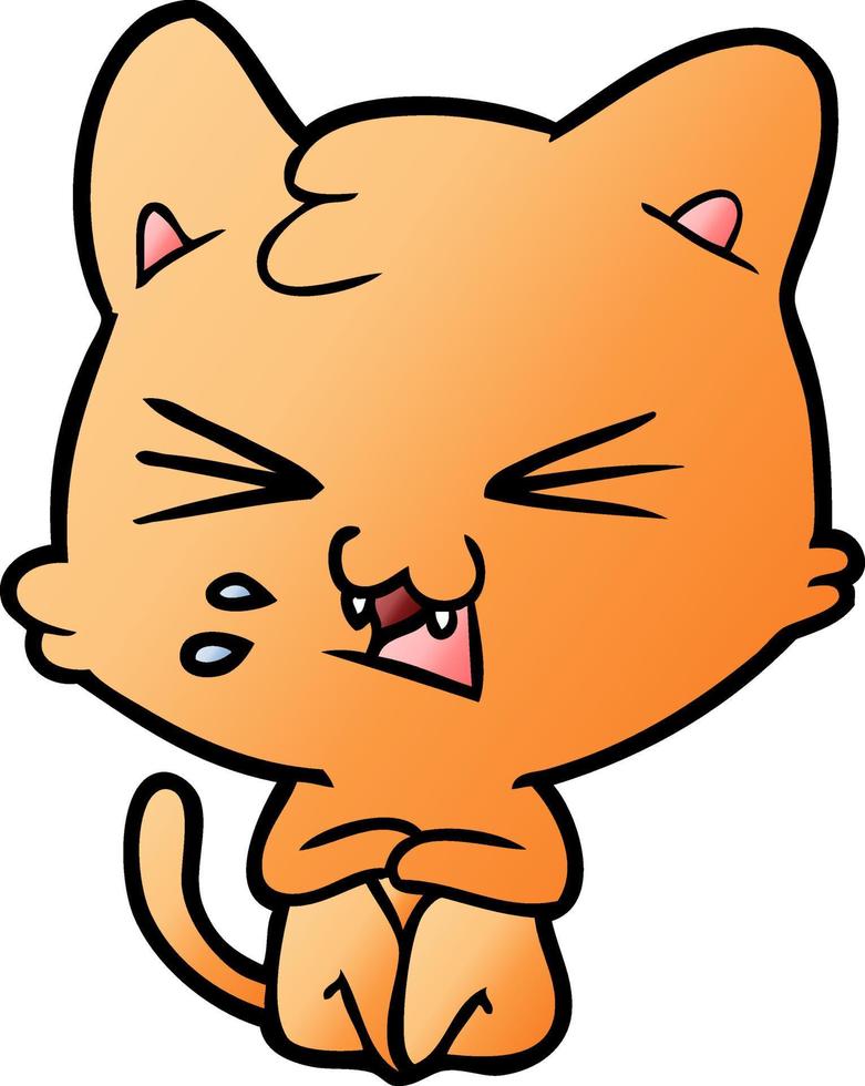 cartoon cat hissing vector