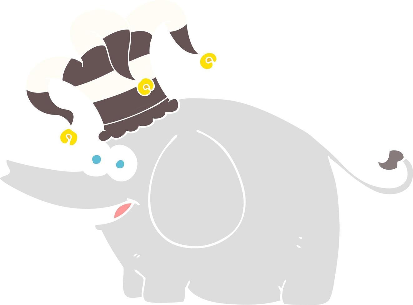 flat color illustration of elephant wearing circus hat vector