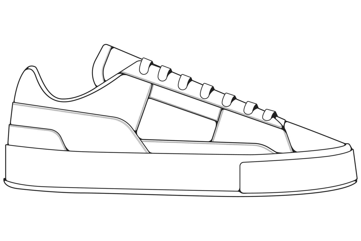 outline Cool Sneakers. Shoes sneaker outline drawing vector, Sneakers drawn in a sketch style. vector