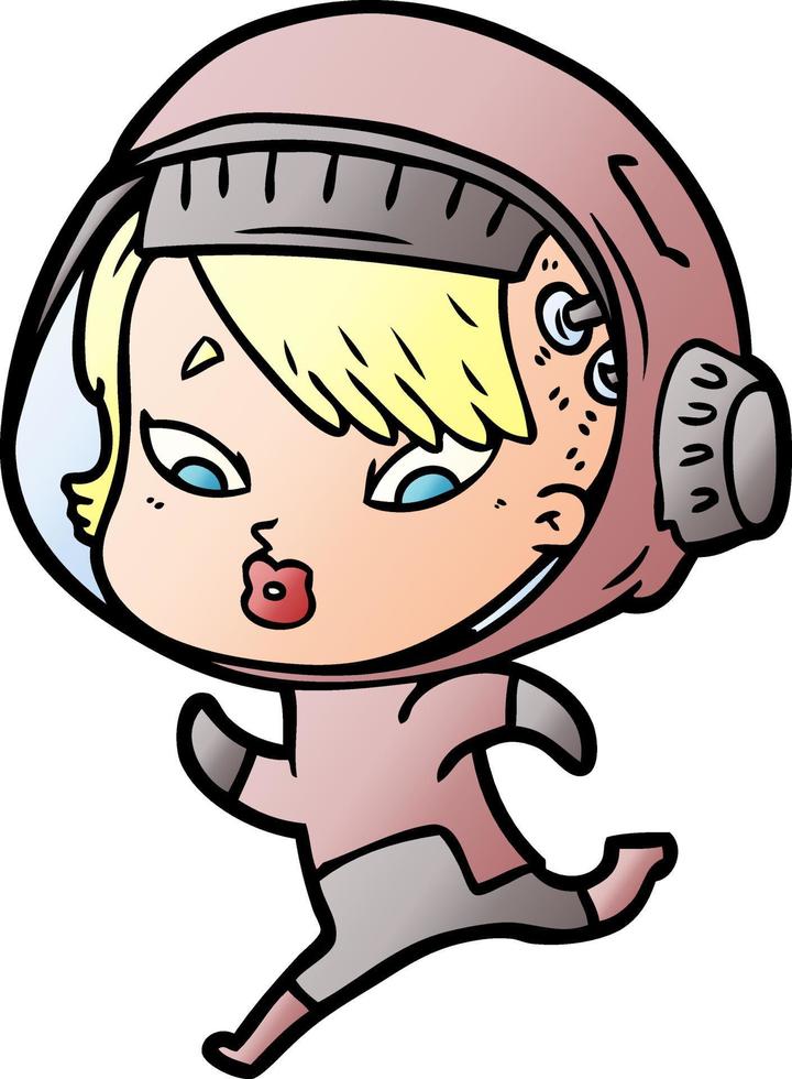 caricatura, astronauta, mujer vector