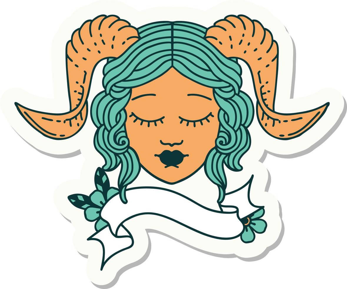 sticker of a tiefling character face vector