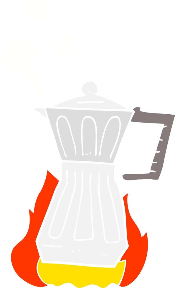 flat color illustration of espresso stovetop maker vector