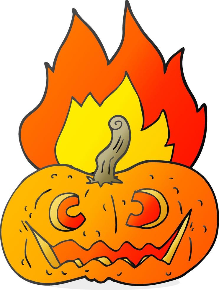 freehand drawn cartoon flaming halloween pumpkin vector