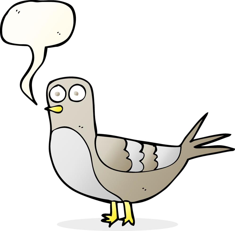 freehand drawn speech bubble cartoon pigeon vector