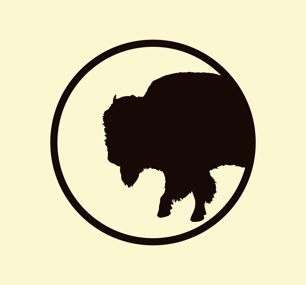 Simple Logo Bison in Circle. Very Unique and Different. Suitable for Companies and Businesses in Any Sector. Vector EPS 10