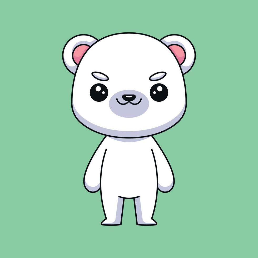 lindo oso polar dibujos animados garabato arte dibujado a mano concepto vector kawaii icono ilustración