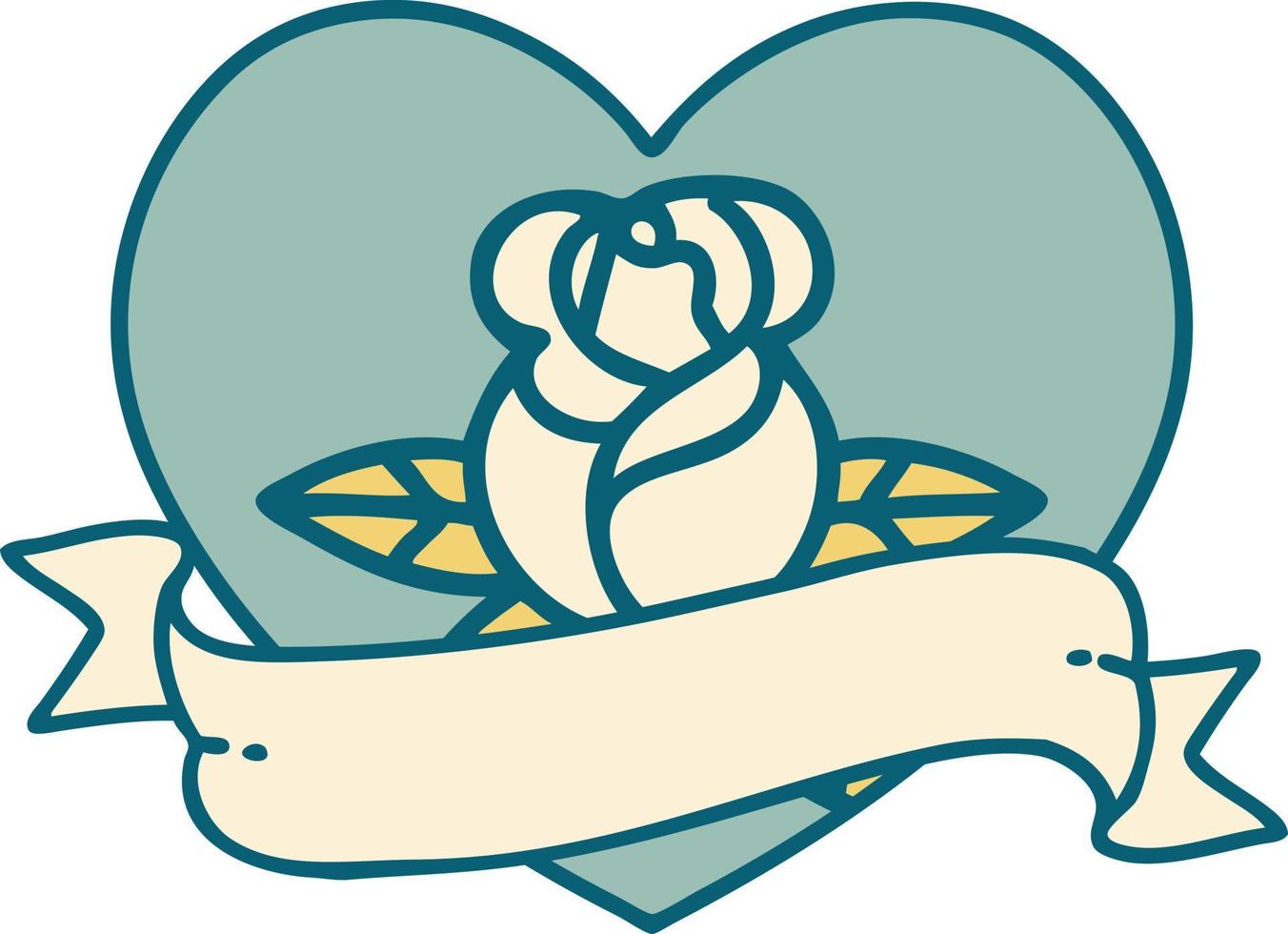 iconic tattoo style image of a heart rose and banner vector