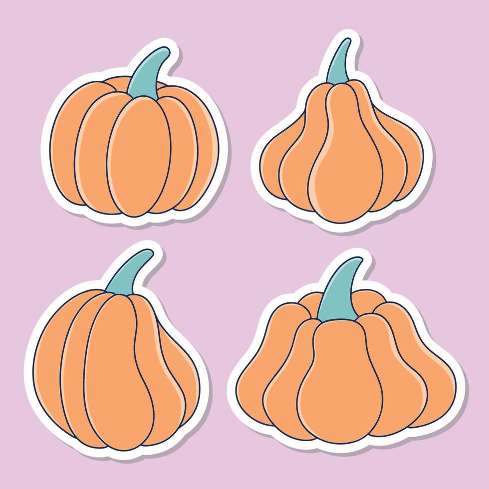 variaton de lindo clipart de calabaza dibujado a mano vector