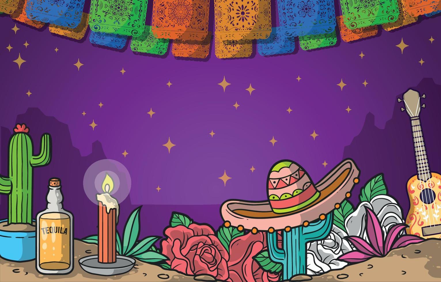 fondo de papel picado en dia de los muertos vector