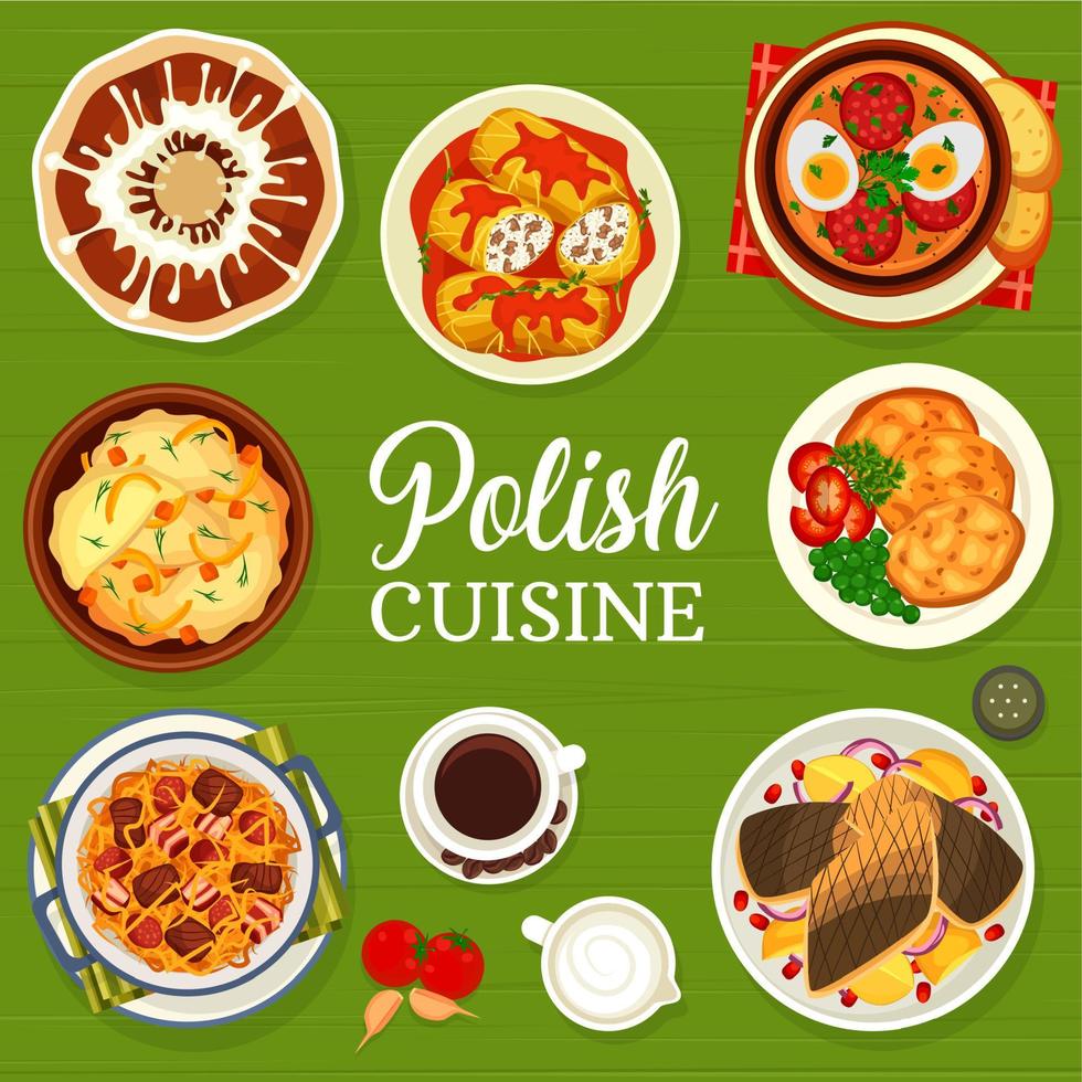 Polish cuisine menu cover design template vector
