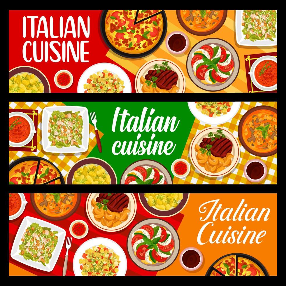 cocina italiana restaurante platos vector banners