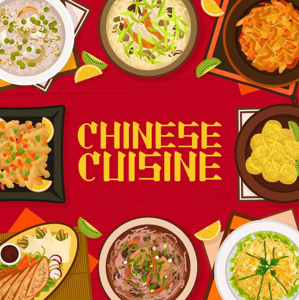 Chinese cuisine restaurant dishes menu cover page vector