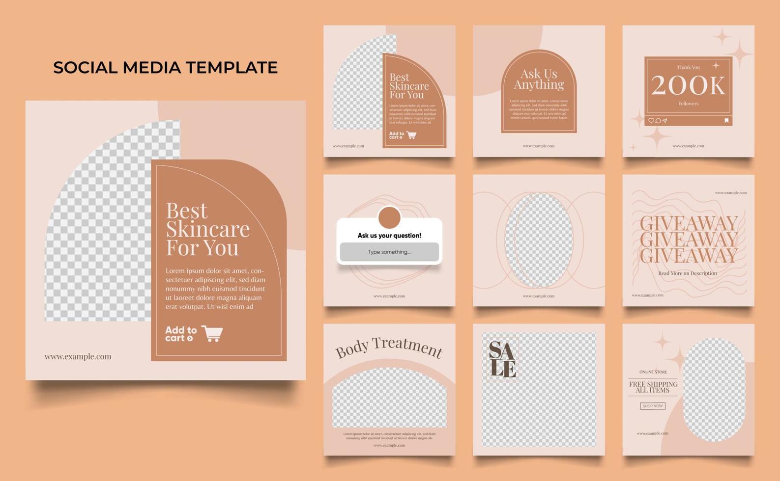 social media template banner beauty care cosmetic and spa sale promotion. vector