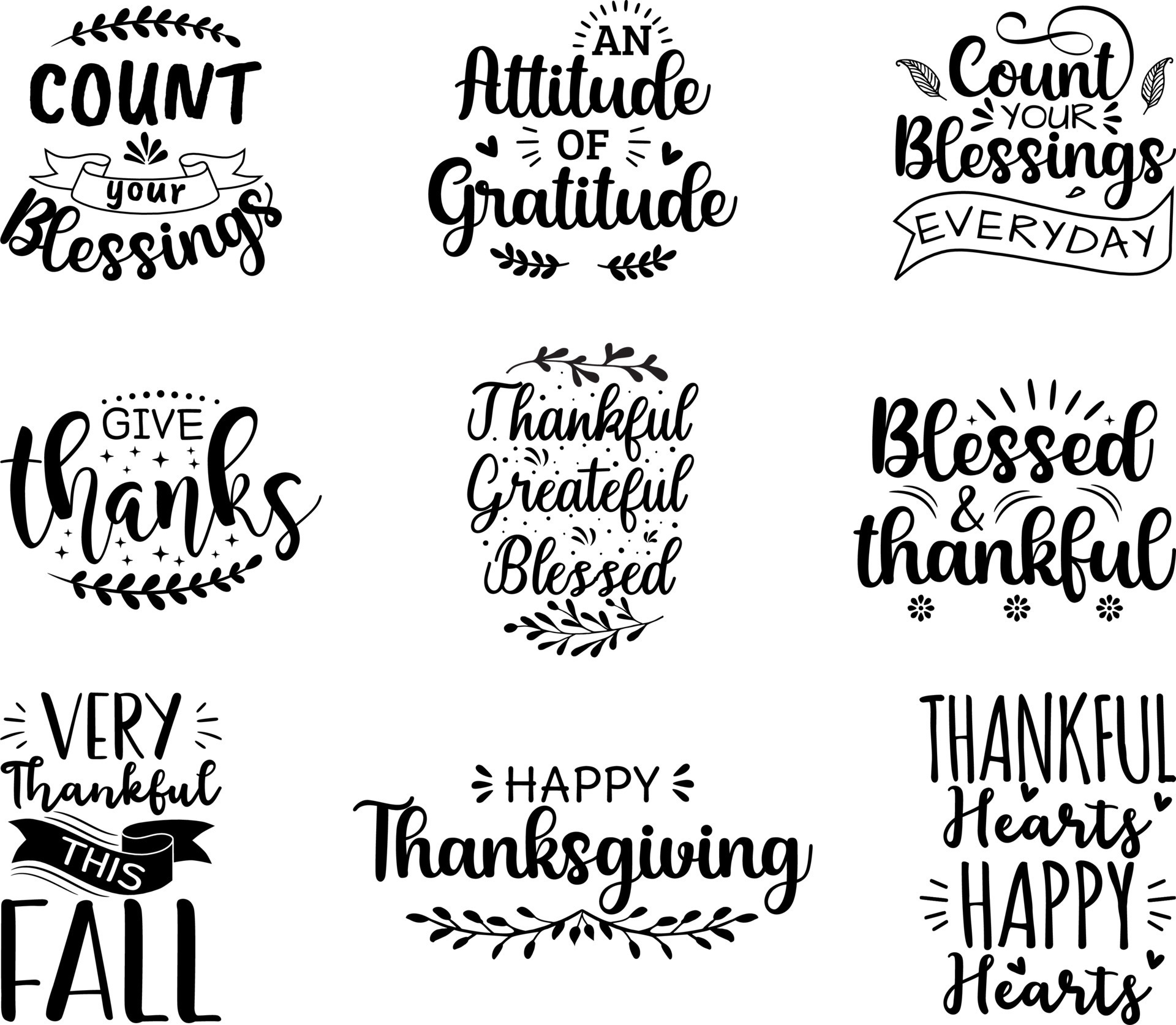 Happy Thanksgiving quotes set 11860935 Vector Art at Vecteezy