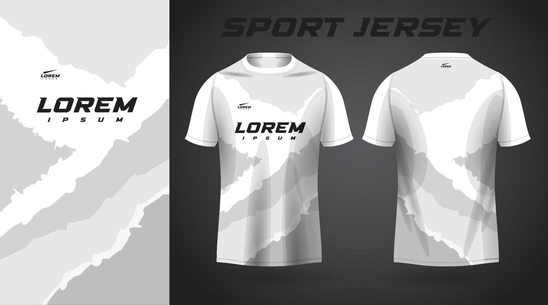 diseño de camiseta deportiva de camisa blanca y gris vector