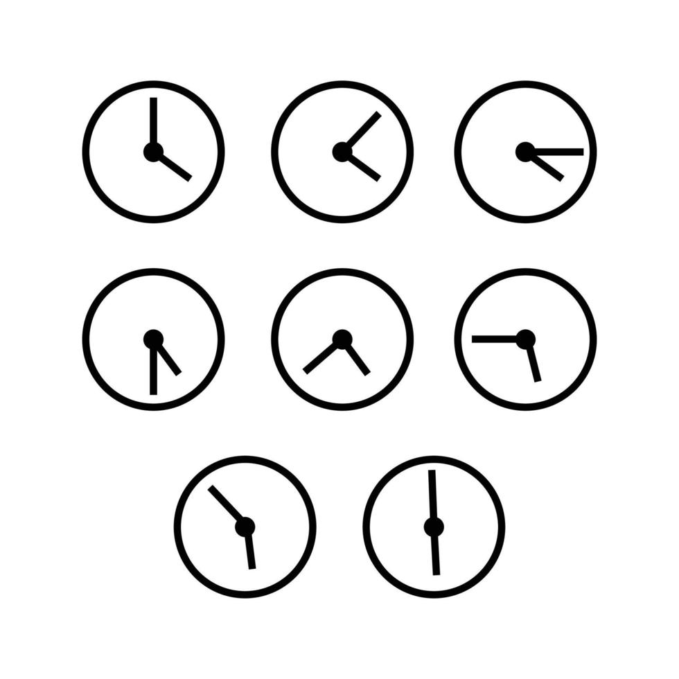 iconos de relojes aislados sobre fondo blanco vector