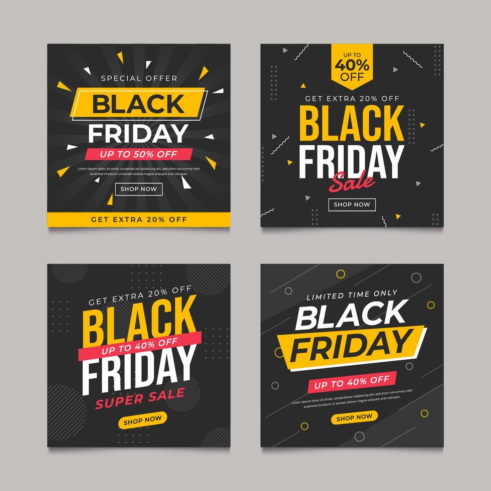 Set of Black Friday Social Media Post vector