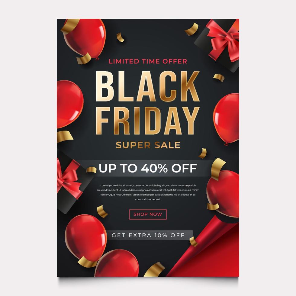 Black Friday Sale Posters With Realistic Balloons vector