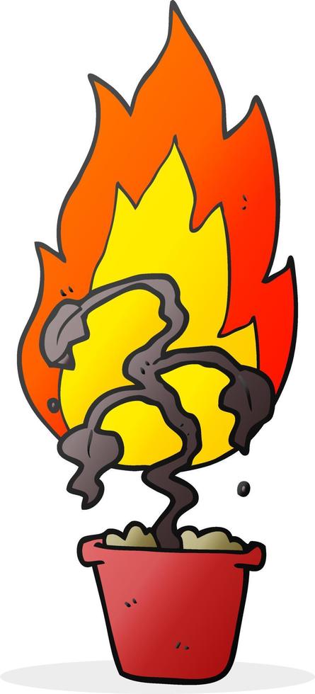 freehand drawn cartoon burning plant vector