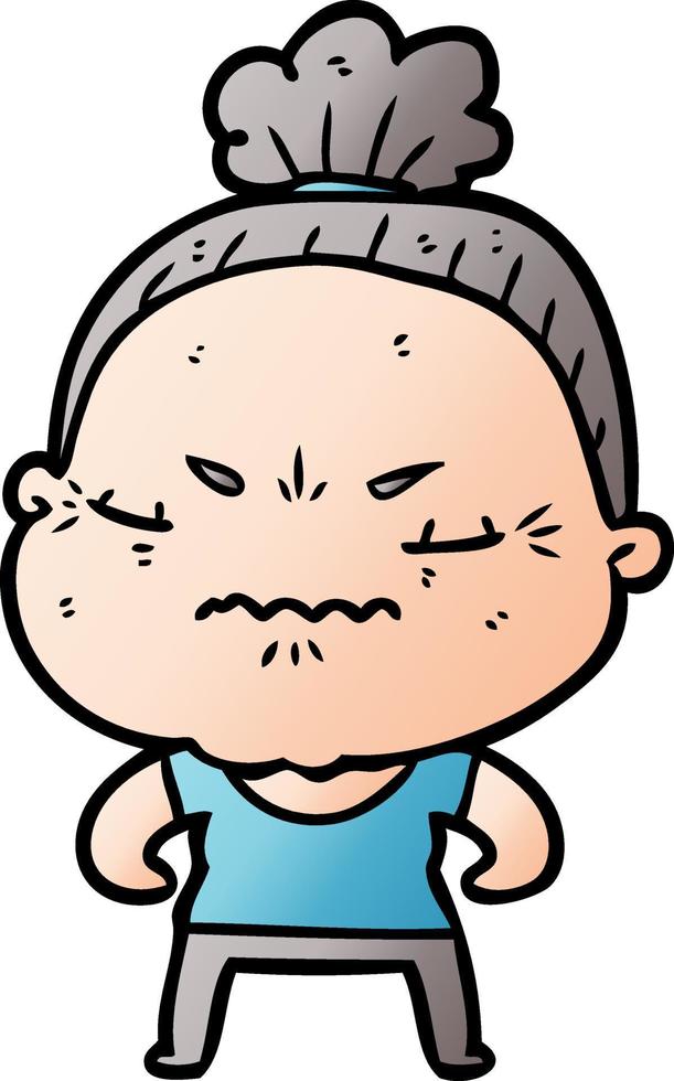 cartoon annoyed old lady vector