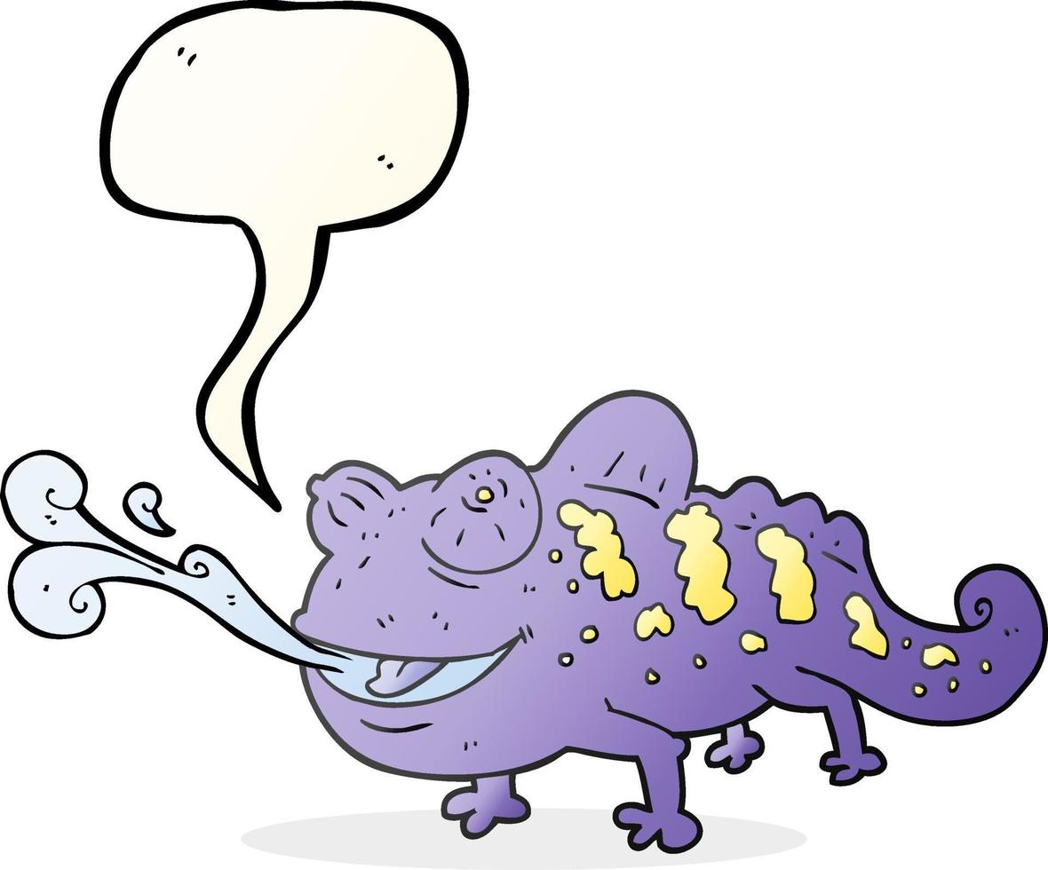 freehand drawn speech bubble cartoon chameleon vector