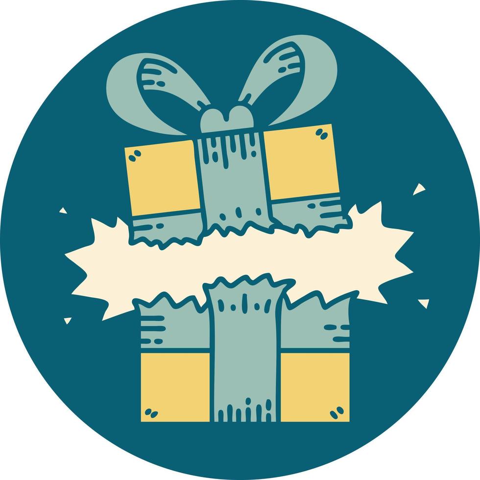 iconic tattoo style image of a present vector