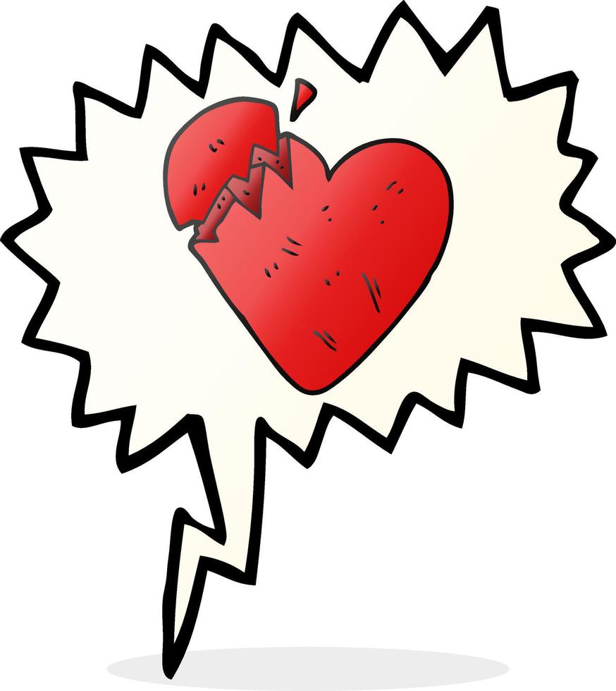 freehand drawn speech bubble cartoon broken heart vector