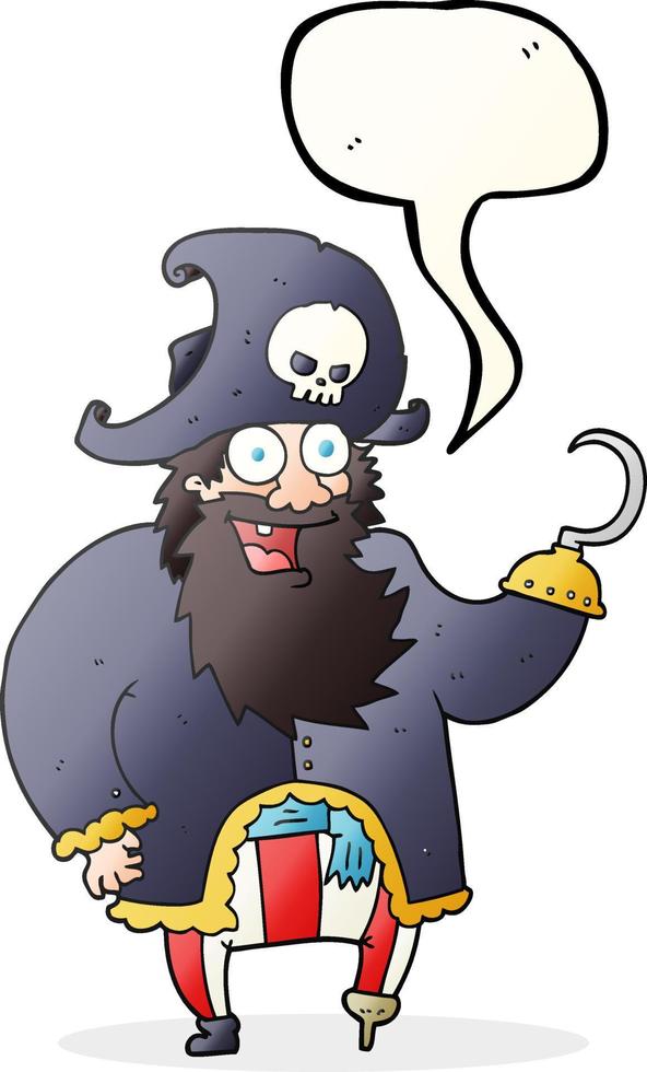 freehand drawn speech bubble cartoon pirate captain vector