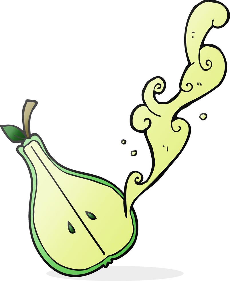 freehand drawn cartoon half pear vector