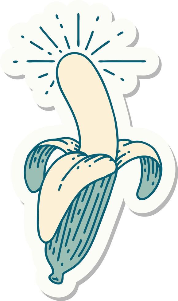 sticker of a tattoo style peeled banana vector