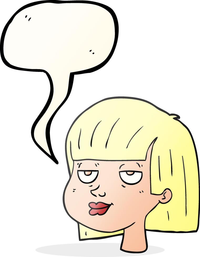 freehand drawn speech bubble cartoon female face vector