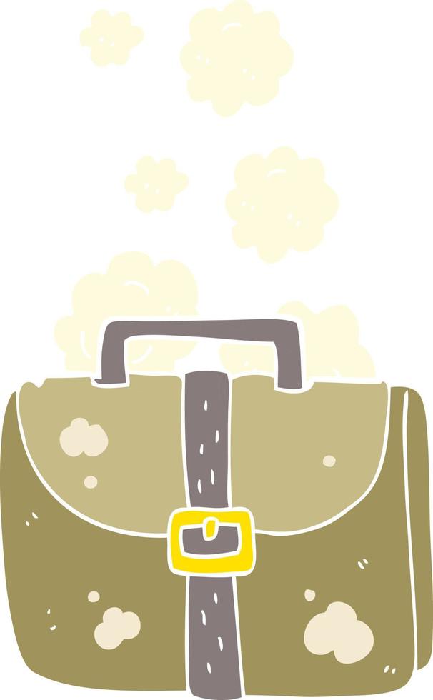 flat color illustration of old work bag vector