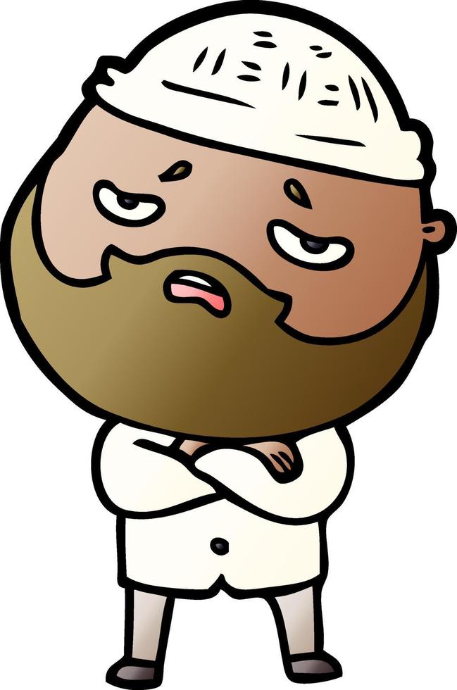 cartoon worried man with beard vector