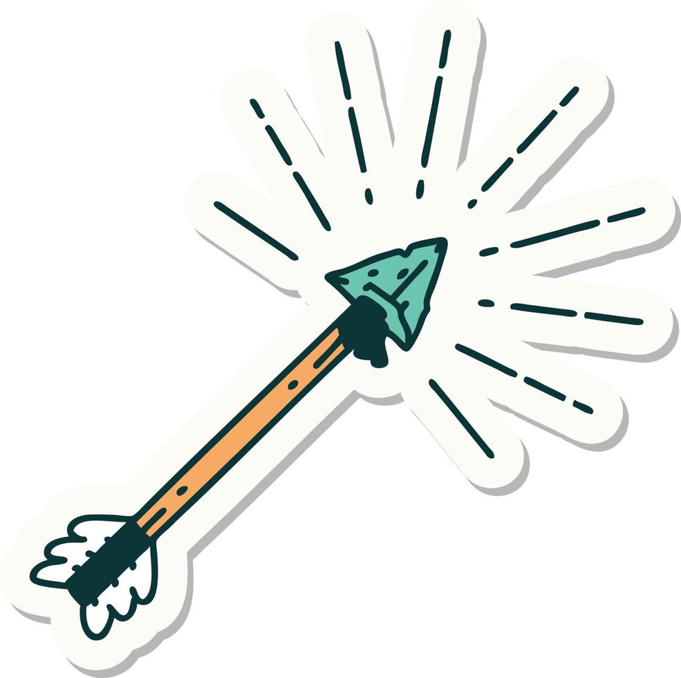 sticker of a tattoo style old flint tip arrow vector
