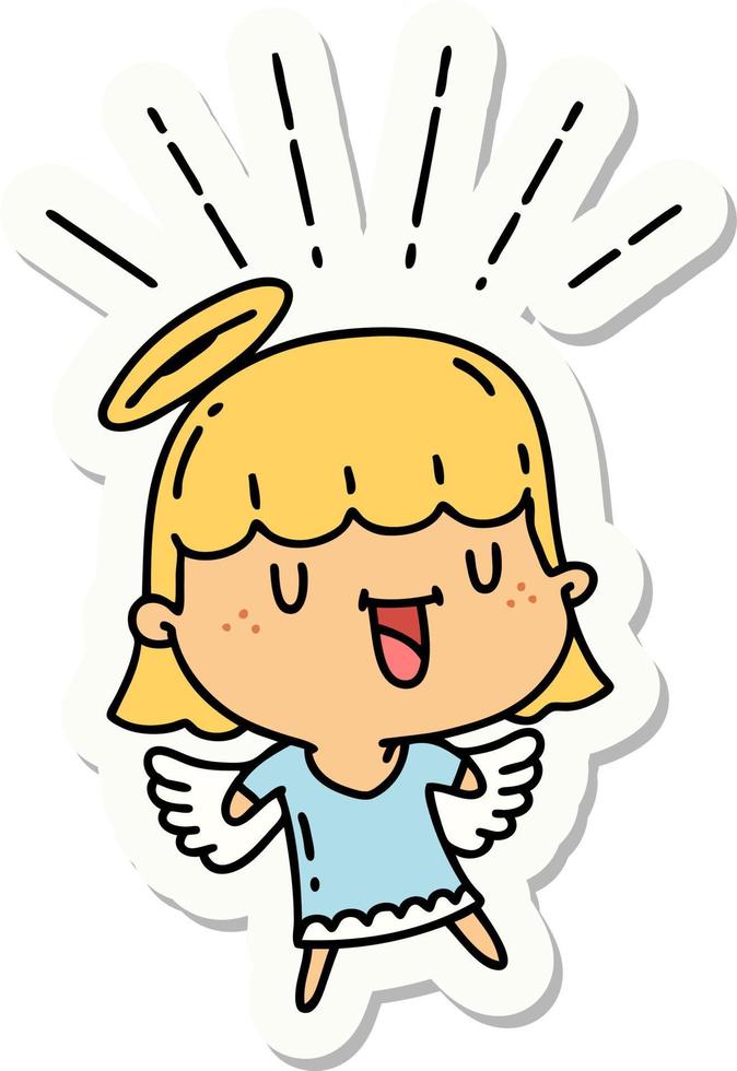 sticker of a tattoo style singing angel vector