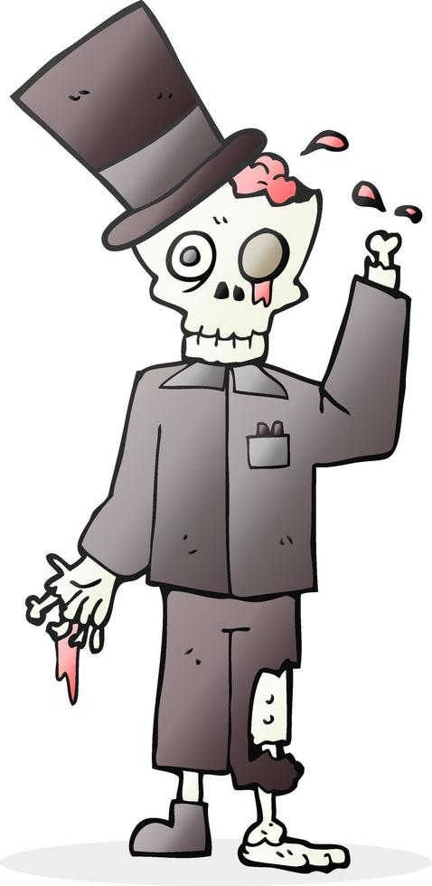 freehand drawn cartoon posh zombie vector