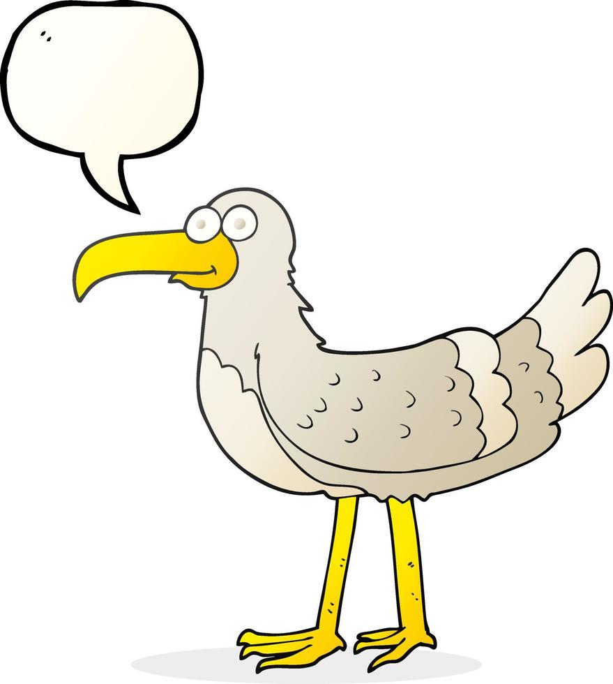 freehand drawn speech bubble cartoon seagull vector