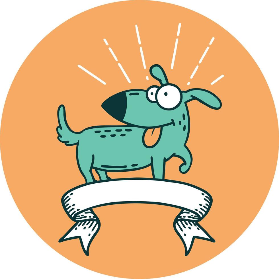 icon of a tattoo style happy dog vector