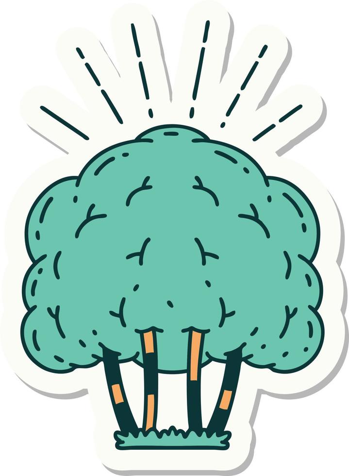 sticker of a tattoo style tree vector