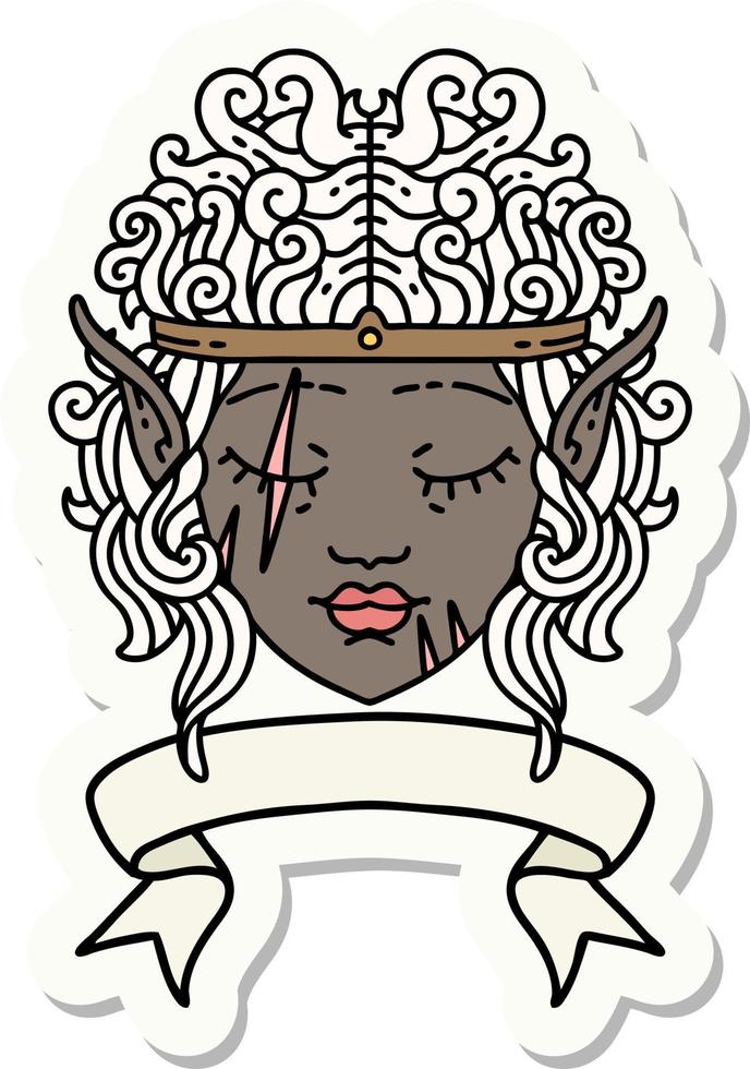 sticker of a elf barbarian character face with banner vector